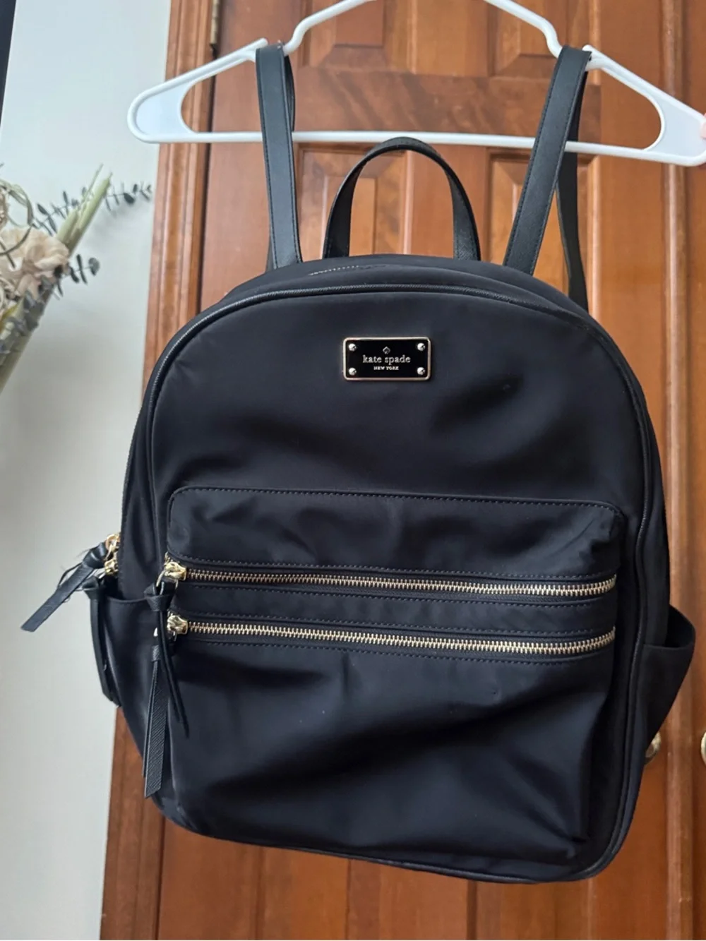 kate spade Black Nylon Mini Backpack with Gold Hardware